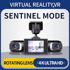 Full View Car Dashcam System, 360° 4 Channel Dash Cam for Cars Front/Rear/Left/Right, 4k Definition 1080p with 32/64/128GB, with Interior Infrared Light Sensor Loop Recording