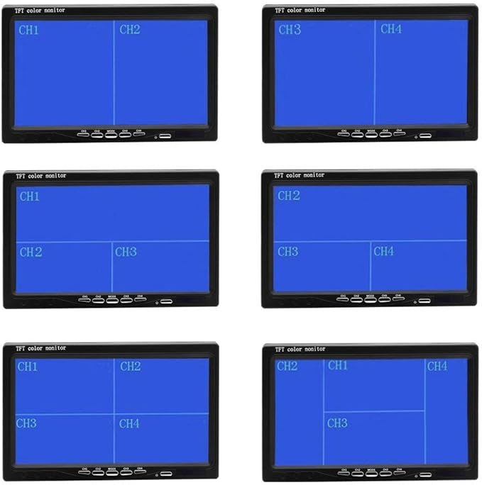 RV Backup Camera System- 7 Inch 4 Split Reversing Monitor, Night Vision, IP68 Waterproof, Parking Monitoring, Hard-Wired Backup Camera for Trucks/Bus/Trailer/RV/Pickup
