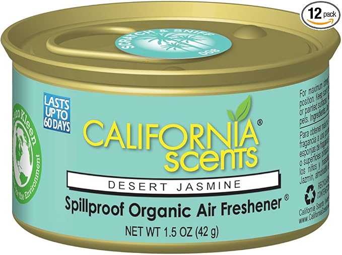 California Scents Spillproof Can Air Freshener Eco-Friendly Odor Neutralizer for Home, Car, Much More, Desert Jasmine, 1.5 oz, 12 Pack