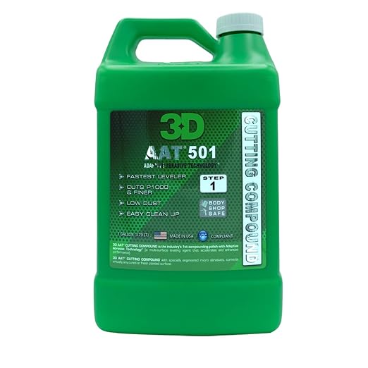 3D AAT 501 Cutting Compound – Pro-Level P1000 Grit Remover | Body Shop Safe, Adaptive Abrasives, Low Dust, High Gloss Finish | Paint Correction | USA Made - 1 Gallon