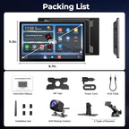 LAMTTO 9" Wireless CarPlay Screen with Net-Flix YouTube Apps Portable Car Play Screen for Apple Carplay and Android Auto with Backup Camera Navigation Bluetooth Voice Control AUX Siri