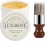 LUXGROVE® Leather & Furniture Repair Salve & Brush Set, Leather Cleaner and Conditioner for Furniture - UV Protectants Help Prevent Cracking or Fading, Wood, and Vinyl Conditioner - 8oz