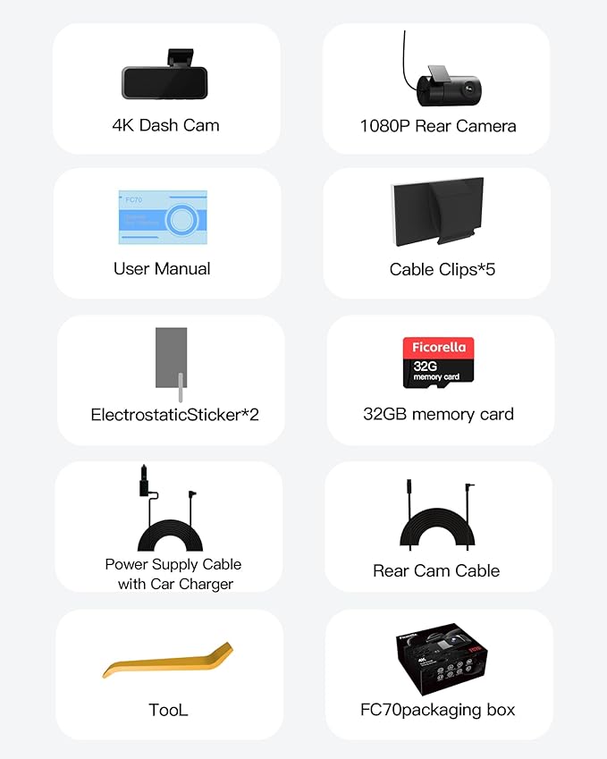 4K Dash Cam Front and Rear 3.2in HD Wireless Mounted Camera for Cars,Built-in 5GWiFi&G-Sensor,Super Night Vision,HDR, Loop Recording App Control 24 Hours Parking Monitor Included 32GB Card
