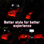 Car LED Strip Light, 24 LEDs RGB Neon Interior Atmosphere Lights, 12V Under Dash Ambient Night Light, Cigarette Lighter Auto Interior Decorative Lamp, Car Accessories (Red)