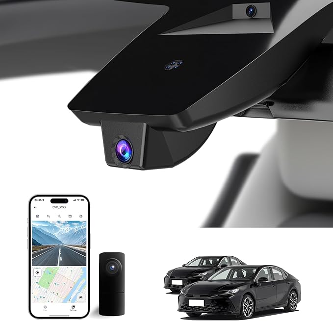 Front 4K & Rear 1080P Dash Cam for Toyota Camry 2025 2026,Hybrid LE SE XSE XLE,Easy Installation,OEM-Style,Built-in WiFi & APP,G-Sensor,Plug & Play,Collision Detection,Loop Recording,128G Card