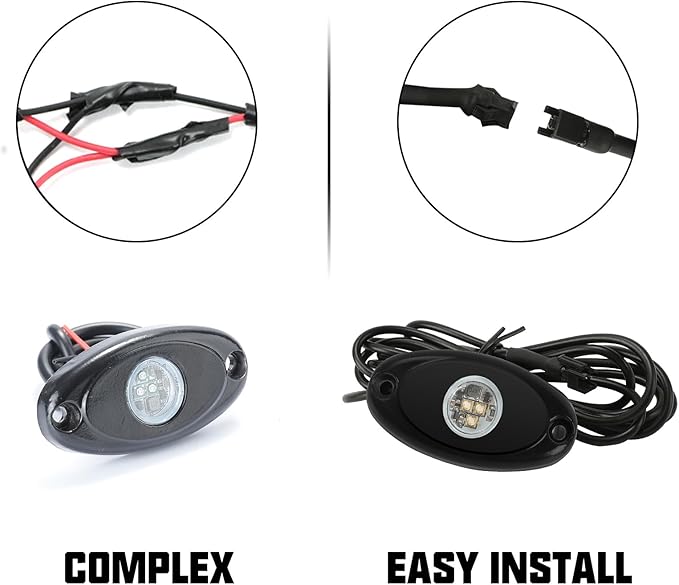 SUNPIE 20 Pods White Rock Lights – Quick Connect, 3 High Power Chips, 5M Extension Wires, Mounting Pads Included, 6000K Pure White, IP67 Waterproof, Fits Trucks, SUV, ATV, UTV, Trailer