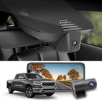 Fitcamx 2K Dual Dash Cam Suitable for RAM 1500 (Model B) 2019 2020 2021 2022 2023 2024 Rebel Big Horn Laramie, OEM Look, Front 1440P Rear 1080P Video, Loop Recording, WiFi&APP, G-Sensor, 64GB Card