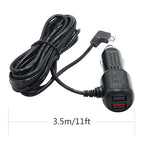 Dash Cam Micro USB Power Cable 11FT, Right Angle 90 Degree Micro USB with Dual USB Port Fast Power Supply, for 12V-24V Car and Truck Dash Cam, GPS Navigator, MP3 Player and Other USB Devices