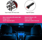 Car LED Strip Light, 24 LEDs RGB Neon Interior Atmosphere Lights, 12V Under Dash Ambient Night Light, Cigarette Lighter Auto Interior Decorative Lamp, Car Accessories (Ice Blue)