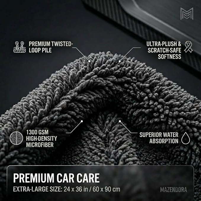 Twisted Microfiber Towel, Premium Microfiber Towels for Cars, Car Drying Towel, Ultra Absorbent Quick Dry Towel, Drying Cloths Auto Detailing for Streak Free Auto Finish
