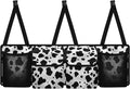Black Cow Spots Auto Hanging Seat Back Storage Car Organizer Large Capacity Collapsible Cargo Bag,Sturdy Space Saving Expert