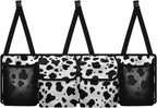 Black Cow Spots Auto Hanging Seat Back Storage Car Organizer Large Capacity Collapsible Cargo Bag,Sturdy Space Saving Expert