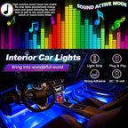 Smart Car LED Lights, 72 LEDs Car Interior Lights RGB with APP Remote Control,Multicolor Footwell Under Dash Inside Light Kits Music Sync Mode, for Vehicle Internal, SUV, Trucks