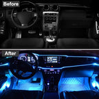 EL Wire Interior Car LED Strip Lights, LEDCARE 16.5FT USB Neon Glowing Strobing Electroluminescent Wire Strip with 6mm Sewing Edge, Ambient Lighting Kits for Car Inside Decoration (Ice Blue)