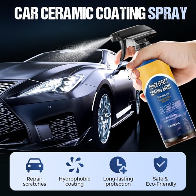 Car Quick-Acting Coating Agent Spray, 120ml Car Nano Hydrophobic Ceramic Coating Kit, Easy-To-Spray Auto Paint Protection For Vehicle Shine & Protection (3PCS)