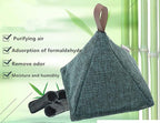 MOCOFO Bamboo Odor Eliminator Bags (4 Pack), Bamboo Charcoal Air Purifying Bag, Natural Air Fresheners & Odor Eliminators, Closet Dehumidifier, Car Air Purifier (4 Pack Triangle Shape)