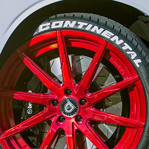 Tire Stickers Continental Tire Lettering Add-On Accessory - Easy DIY with Glue & 2oz Touch-up Cleaner / 14-16 Inch Wheels / 1.25 Inches/White / 8 Pack