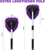 Baderke 9 Pcs Car Windshield Cleaner Tool Kit with with Extendable Handle, Microfiber Towel Pads, Sponge, Ventilation Brush, Empty Spray Bottle for Auto Glass Wiper Suvs Rvs & Home Windows(Purple)