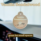 Happy Wax Vanilla Sandalwood Car Charms 4-Pack - Scent Notes: Vanilla, Vetiver, Patchouli and Cedarwood