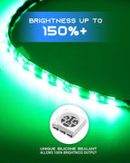 12V Led Light Strip 18" Connectable Green LEDs Strip Lights for Car Motorcycle Golf Cart Automotive Trucks Boat Marine Waterproof Led Light Strip, 4Pack