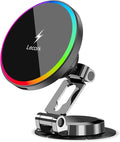 Lecork for Magsafe Car Mount, 15W Magnetic Wireless Charger for iPhone, Magsafe Air Vent Car Holder Charger for iPhone 17 Pro Max/16/15/14 13 12, Samsung S25/S25+/Ultra, RGB LED Design