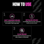 Muc-Off 220 3 Piece Premium Brush Kit - Includes 3 Bike Cleaning Brushes With Durable Nylon Bristles And Ergonomic Rubberised Handles To Minimise Impact