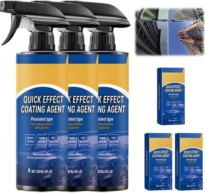 2025 New Car Coating Spray, Quick Effect Coating Agent Spray, Waterless Wash Car Scratch Wax Polish, Oil Film Emulsion Glass Cleaner, Provides Long-Lasting Gloss, Superior Hydrophobic Layer (250ml*3)