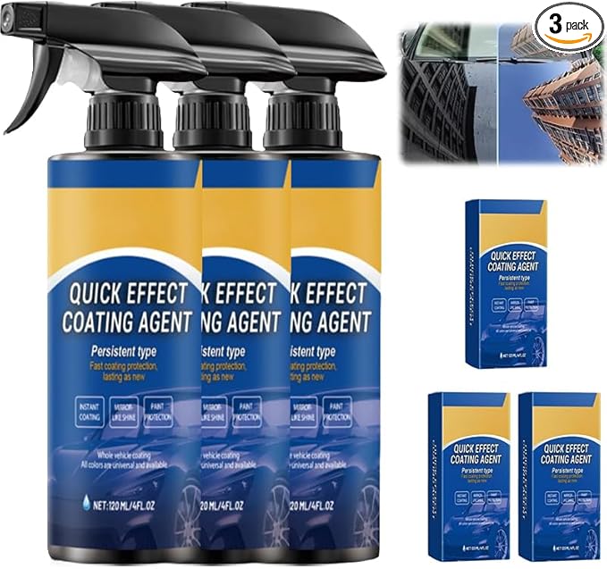 2026 New Car Coating Spray, Quick Effect Ceramic Wax Polish, All-in-One Waterless Wash & Scratch Repair Spray, Removes Oil Film, Enhances Gloss & Hydrophobic Protection
