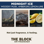 The Block - Wooden Car Air Freshener & Odor Eliminator - Long Lasting 30+ Day Scent - Car & Home Use - Fresh Gift Idea - Made in USA - MIDNIGHT ICE 3-Pack