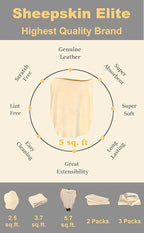 SHEEPSKIN ELITE Chamois Drying Cloth Car Drying Towel Real Leather Super Absorbent Fast Drying Natural Chamois Car Wash Cloth Accessory (5 sq ft)