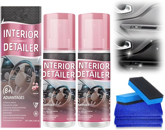 Polishing Cleaner Car Interior, 2026 Upgrade Car Interior Cleaner Spray, All Purpose Car Interior Detailer and Protectant, Dashboard Cleaner for Home Office Travel, Easy to Use (2PCS)
