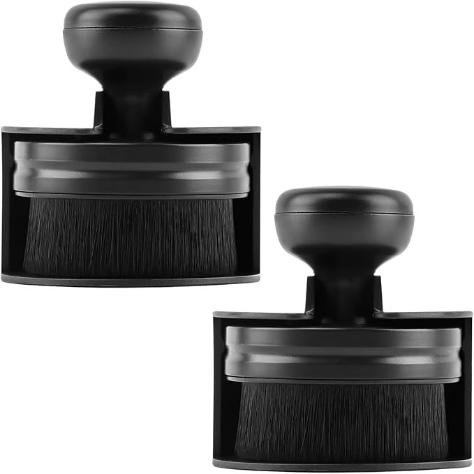 2 Pack Auto Detail Brushes, Tire Shine Applicator Brush, Automotive Tire Dressing Applicator Brush, High Density Portable Car Tire Brush with Seal Cover for Car Wash Kit(Black)