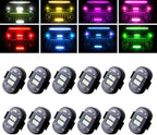 12PCS Upgraded 4LEDs Wireless LED Strobe Lights with Remote Control，High Brightness 8 Colors Type-C Interior Car Lights Anti-Collision Warning Lights for Car Interior Drone Bike Motorcycle