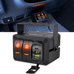 Nilight 2 Gang Rocker Switch Box 12V SPST ON Off Toggle Switches PD Type C and QC 3.0 USB Sockcet Voltmeter Orange LED Light Waterproof Aluminum Mount Bracket Panel DIY Stickers for Boat Car RV Truck