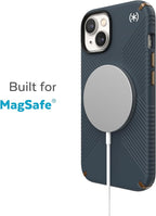 Speck iPhone 14 Plus Case - Drop Protection, Scratch Resistant, Dual Layer Slim Phone Case for 6.7 Inch iPhones 14 Plus - Built for MagSafe - Presidio2 Grip - Charcoal/Cool Bronze/White