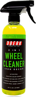 Oberk 2-in-1 Wheel Cleaner & Iron Remover – pH Neutral Iron Decon Spray for Car Detailing – Safe on Painted, Chrome, Aluminum, Powder-Coated Wheels (2 in1 Wheel Cleaner 16 oz)
