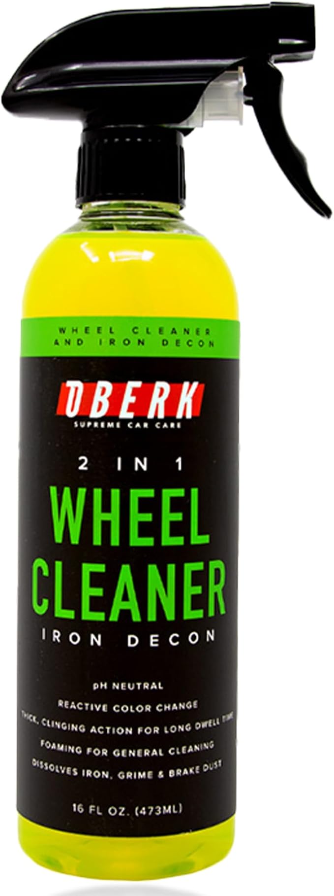 Oberk 2-in-1 Wheel Cleaner & Iron Remover – pH Neutral Iron Decon Spray for Car Detailing – Safe on Painted, Chrome, Aluminum, Powder-Coated Wheels (2 in1 Wheel Cleaner 16 oz)