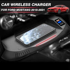 Wireless Car Charger for Ford Mustang 2015 2016 2017 2018 2019 2020 Center Console Accessory Panel, 15W Fast Charging Phone Charger Pad with QC3.0 USB Port for iPhone Galaxy Any Qi Phone