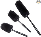 Eastwood Concours Premium Cleaning Woolies | Professional Long Handle Soft Brush for Wheels & Tires, Interior Detailing, and Household Cleaning | Made of 100% Wool and Anti-Scratch on Paint | Set of 3