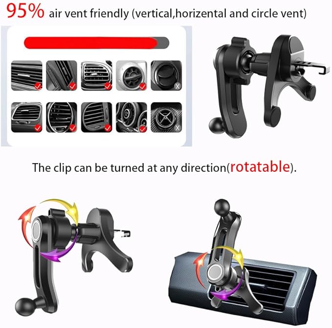 Phone Mount for Car Wireless Charger Auto Clamping with Rotatable Vent Clip Cute Bear for iPhone Samsung Andriod Phone