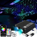 AZIMOM Dual Color 32W Fiber Optic Starlight Kits 600pcs*0.03in*9.8ft Fiber Strands Sound-Activated APP/Bluetooth Remote Control Home Car Star Ceiling Roof Headliner Decor
