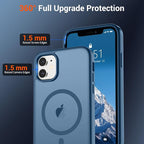 SUPFINE Magnetic for iPhone 12 Case/iPhone 12 Pro Case (Compatible with MagSafe)(Military Grade Drop Protection) Slim Translucent Matte Shockproof with Anti-Fingerprint Phone Case,Deep Blue