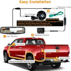 Backup Camera for car 1080P HD Wired Kit, Continuous or Reverse Viewing, 4.3'' Clip-on Mirror Monitor with Waterproof Night Vision Car Rear View License Plate Camera for Car Pickup Truck SUV Trailer