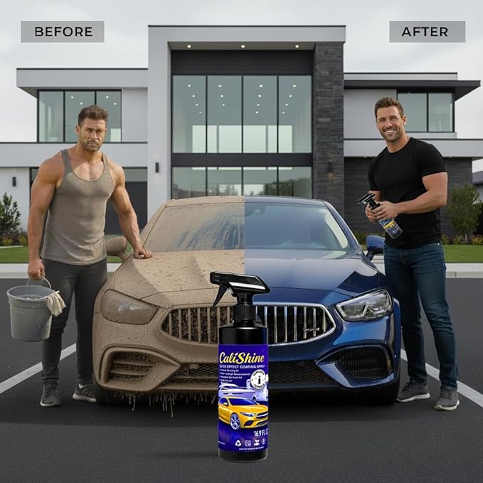 CaliShine Quick Effect Coating Spray - 16.9 fl oz Waterless Ceramic Car Wax Coat - Detail Polish & Cleaner for Cars Boat Body & Glasses, Window Glass and Headlight - Shine Restoration Kit (2000 ml)