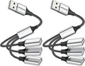 MOGOOD USB Type A Splitter 2Pack 1 Male to 3 Female USB2.0 Adapter USB Extension Cord for Charging/Data Transfer/Laptop/Mac