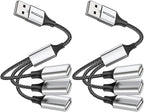 MOGOOD USB Type A Splitter 2Pack 1 Male to 3 Female USB2.0 Adapter USB Extension Cord for Charging/Data Transfer/Laptop/Mac