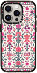 CASETiFY Impact iPhone 15 Pro Case [Slim/Compatible with Magsafe / 8.2 ft. 4X Military Grade Drop Protection] - Persian Floral - Rose - Clear Black