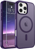 SUPFINE Magnetic for iPhone 16 Pro Max Case(Compatible with MagSafe)(Military Grade Drop Protection) Slim Translucent Matte Shockproof with Anti-Fingerprint Phone Case,Dark Purple