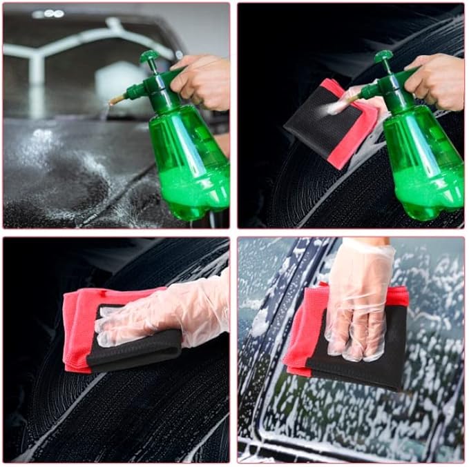 Clay Towel Auto Detailing Scratch Free and Paint Safe fine Grade Clay Bar Cloth for Car Detailing, Polishing and Removing Paint Contaminants (Red Mesh)