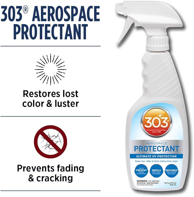 303 Products Aerospace Protectant Spray, UV Protection, Repels Dust, Dirt, & Staining, Matte Finish, Restores Like-New Appearance, Outdoor Cleaning Supplies 16 Fl. Oz. (6 Pack)